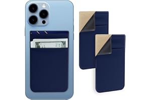imluckies [2 Pack Tarjetero Adhesivo para Móvil, Billetera de Doble Bolsillo Elástico, Cartera de Crédito para Pegar en la Parte Trasera para Teléfono para iPhone/Samsung/Todos los Smartphones, Azul