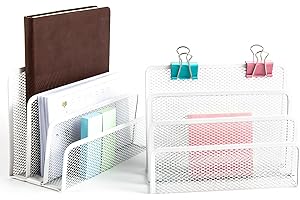 ‎VANRA VANRA Briefbox Briefablage Metall Schreibtischorganizer mit 3 Briefablage für Schulbürobedarf, 2 Stück,Weiß