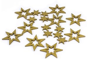 Oblique Unique® 18 Wooden Stars Wooden Decoration Christmas Table Decoration Real Wood Choice of Colours (Gold)