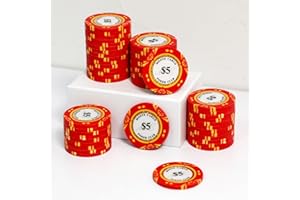 JIESITE 14 Gram Clay Poker Chips Monte Carlo Poker Chips Casino Grade Poker Chip Numbered Chips and Blank Chips for Texas Hold'em, Blackjack Poker Games Pack of 50 Pieces