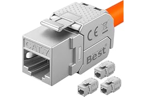 4x CAT 7 Keystone Netzwerkmodul RJ45 – High-Speed Keystone Buchse, werkzeugfreie Montage, 10 Gbit/s, STP geschirmt, vergoldete Kontakte, kompatibel mit AWG 22–26 & Patchpanel/Netzwerkdosen
