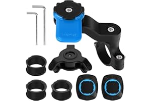 CUTYERBEE Support Téléphone Moto - Amortisseur de Vibrations Compatible avec Smartphones Universels (iPhone, Android, Samsung...), pour Guidon de Vélo, Trottinette, Quad, Scooter, Twist & Lock (Bleu)