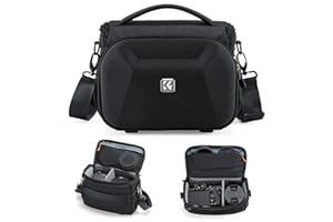 K&F CONCEPT Borsa per Fotocamera a Tracolla, Borsa Fotografica Impermeabile in eva hardshell con tracolla regolabile, Compatta Custodia per Macchine Fotografiche Reflex Obiettivo Treppiede-M