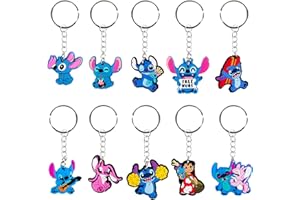 CHUKUA Keyring Cartoon Anime Keychain Pendant Sti- tch Silicone Figure Key Chain Keyrings Rings Kids Christmas Party Supplies Favors Bags fillers Novelty Toy Birthday Gift Boys Girls Key Charms Keychain Deko