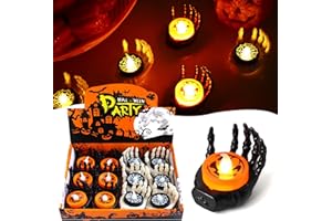 TZPAUG Bougies d'Halloween à LED sans Flamme, 12 Pièces Bougie chauffe-plat à LED de Squelette Mains, Bougies Chauffe Plat Sans Flamme pour Decoration Halloween Intérieu Extérieur Thème Party