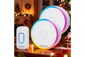 Aigostar Timbre Inalámbrico RGB, timbre inalámbrico exterior impermeable, IP55, 5 Niveles de Volumen (0-120dB) y 60 Melodías, Timbre para Ancianos, Casa, Oficina, Blanco (2 Receptor y 1 Transmisor)