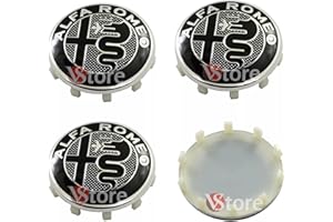 VS 4 Tappi Coprimozzo 60mm Compatibili con ALFA ROMEO Giulietta Giulia 147 159 146 156 Brera Stemma New Black Nero