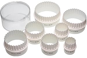 KC BLUE KitchenCraft - Emporte-Pièces Ronds à Double Tranchant, Bords Cannelé/Lisse, Plastique, Lot de 7