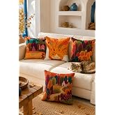 Mouds 4&rsquo;l&uuml; Sonbahar Ormanı Desenli Dekoratif Kırlent Kılıfı Seti 43x43 cm