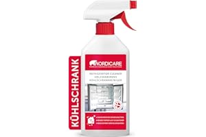 Nordicare Hygienic Fridge Cleaner Spray - Interior Refrigerator Cleanser - Removes Residue, Dirts and Odour - Streak Free Shine Results, Fresher Food for Longer - Made In Denmark (500ml)