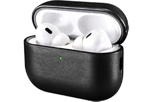 Etui z skóry na AirPods Pro 3 2025, ICARER Premium Etui ochronne z prawdziwej skóry o odporności na wstrząsy do etui ładowarki słuchawk Apple AirPods Pro 3 z obsługą ładowarki bezprzewodowej-Czarny