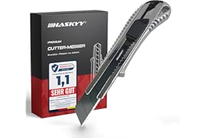 HASKYY Cutter Messer Universal Professional Extra scharfer SK5 Klinge Cuttermesser 18mm Abbrechklinge Kartonmesser Teppichmesser - Silber