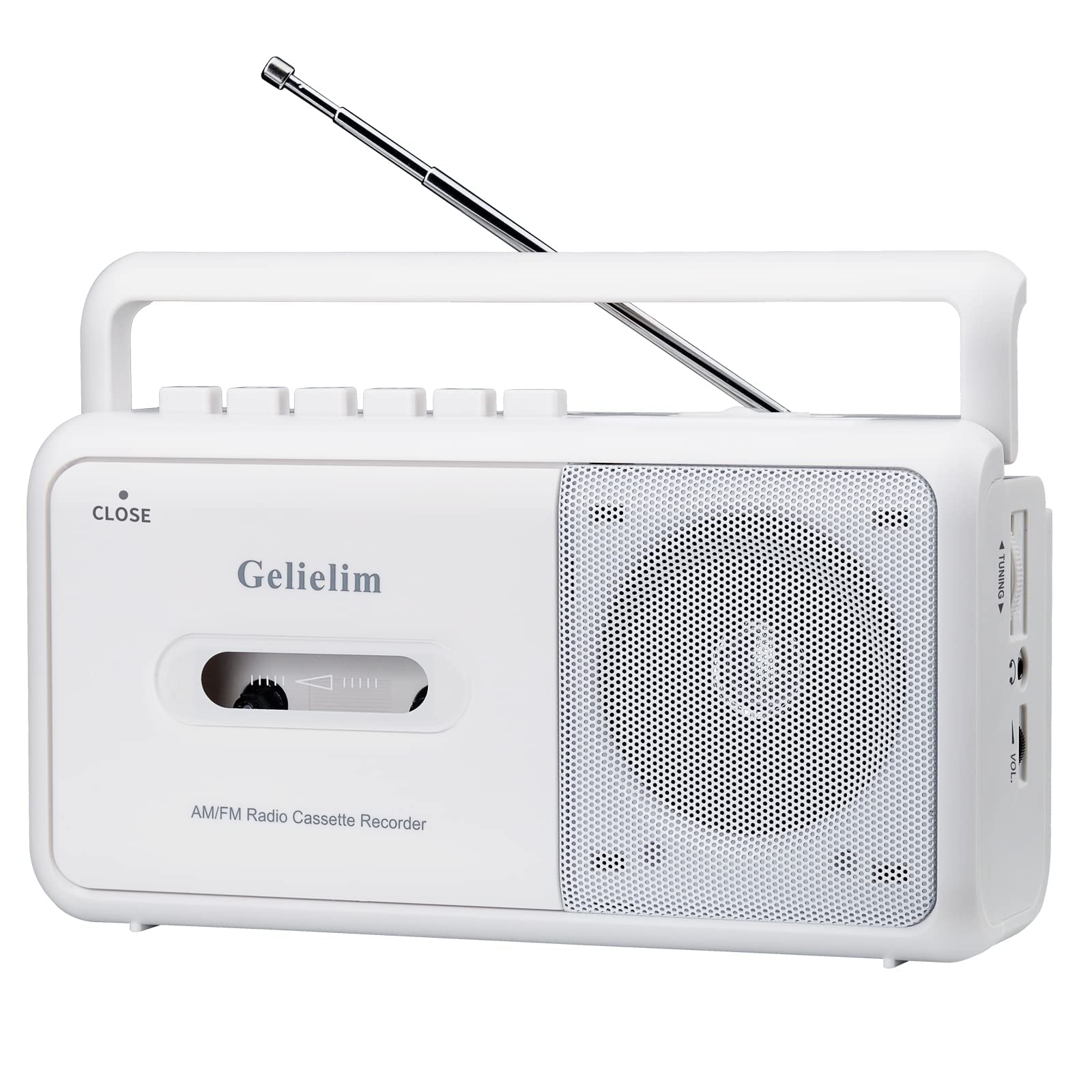 Gelielim Cassette Player Boombox, Portable AM/FM Radio Stereo, Cassette Tape Player Recorder with Big Speaker and Earphone Jack, Battery Operated or AC Powered Tape Recorder Cassette Player