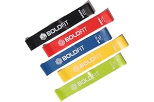 Boldfit Resistance Bands Mini Loop Set (Pack of 5) Hip Band / Toning Exercise Band for Gym Booty Belt / Latex Band / Thera Band / Theraband for Fitness, Multicolor, (RMiniloop1)