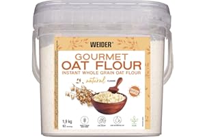 Weider Gourmet Oat Flour (1,9kg) Goût Nature - Farine complète d'Avoine, Riche en Fibres, Source de Protéines Végétales, 100% Vegan, Sans Sucres Ajoutés, Sans OGM