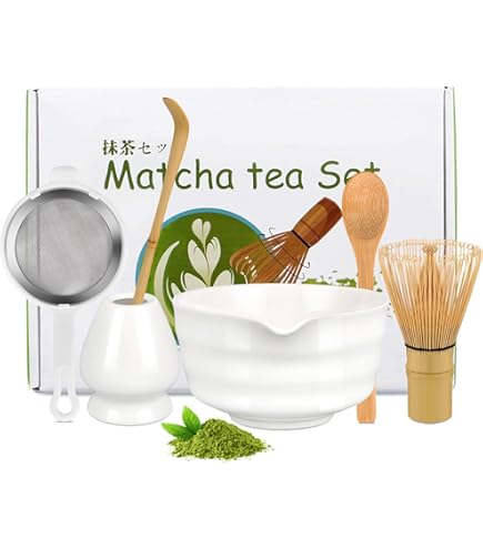 6Pcs Matcha Tea Whisk Set,Ceramic Matcha Set With Bamboo Whisk,Bowl With Spout,Ideal Matcha Spoon Whisk Holder And Bowl Set Perfect Matcha Starter Gift For Beginners And Enthusiasts