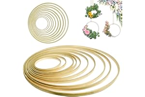 GZjiyu 10 Stücke Kranz Ring, Bambus Holzring für DIY Traumfänger Hochzeit Weihnachtskranz Dekoration Wandbehang Handwerk Kranz Binden (10 Größen)