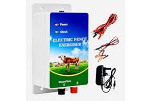 DNOYEVVS Cloture Electrique pour animaux, Clôture électrique Solaire Haute Puissance, 3 modes Pour clôture électrique Afin de Contenir le Bétail et D'empêcher l'intrusion D'animaux Sauvages. (vert)