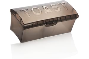 COM-FOUR® Caja para Pan Tostado de Plástico Transparente (1 Pieza - Gris)
