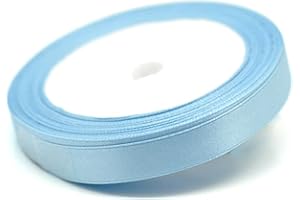 GCS LONDON Light Blue Satin Ribbon 12mm - 25 Meters Roll - for Gifts Wrap, Sew, Party, Bows, Crafts Apron Decorations, Dress, Events, Bows, Cars and Much More