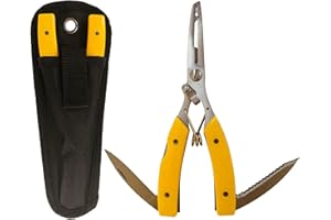 JSHANMEI Fishing Pliers Fishing Tool Multi-Function Stainless Steel Fishing Forceps Fishing Line Pliers Hook Remover Fishing Tool Accessories (YELLOW)