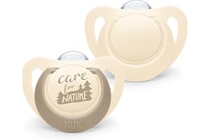 NUK for Nature Babyschnuller | aus nachhaltigem Silikon | kiefergerechte Form | BPA-frei | 6-18 Monate | beige | 2 Stück