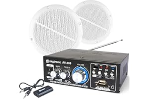 SKYTRONIC Cafe Restaurant Shop Bluetooth Amplifier Ceiling Speaker System Kit with 2x Ceiling Speakers