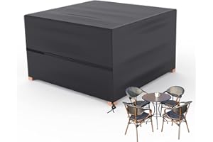 Yomisee Gartenmöbel Abdeckung, 126X126X74cm Wasserdicht Abdeckung für Gartenmöbel Schutzhülle Abdeckplane für Möbelsets, Oxford Gewebe Abdeckhauben für Gartentisch Sitzgruppe