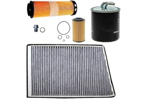 ENVA MADE FOR QUALITY BESTPRICE Kit d'inspection Kit de filtration avec 1x filtre à air, 1x filtre d'habitacle, 1x filtre à huile, 1x filtre à carburant, Compatible avec MERCEDES Classe C (W203) (CL203) (S203), Classe CLC