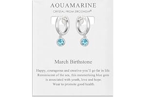 PHILIP JONES Orecchini a cerchio Birthstone di marzo creati con cristalli Aquamarine Zircondia®