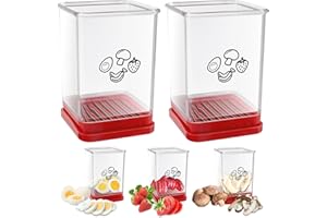 LUXECOVE Lot de 2 coupe-fruits avec housse de protection et boîte de rangement, coupe-légumes en acier inoxydable, coupe rapide, ustensiles de cuisine pour fraises et bananes