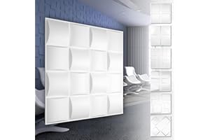 HEXIM Pannelli murali in PVC 3D - rivestimento murale bianco con effetto 3D - motivi a cubo (5QM confezione economica HD008 50x50cm) rivestimento murale rivolto