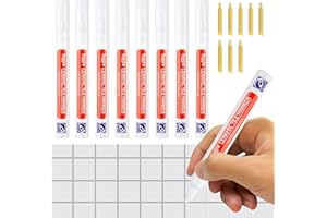 KAIYAYA Lot de 8 crayons de joint avec embout de rechange pour meubles - Blanc - Pour joints de salle de bain - Imperméable - Résistant à la moisissure - Sécurité pour enlever les rayures - Retouche
