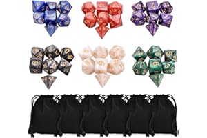SanGlory 42 Dés Jeux de Role Donjons et Dragons D&D Dice, Dés Polyédriques pour Jeux de Rôle Jeux de Table Donjons et Dragons avec 6 Petits Sacs à Dés Velours Gratuit