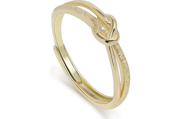Meissa Anillos de Nudo para Mujeres, Anillos Ajustables en Plata de Ley 925 Anillo de Declaración Chapado en Oro Anillo de Madre e Hija Anillos de Amistad, Oro