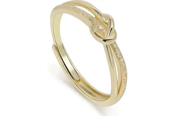 Meissa Anillos de Nudo para Mujeres, Anillos Ajustables en Plata de Ley 925 Anillo de Declaración Chapado en Oro Anillo de Madre e Hija Anillos de Amistad, Oro