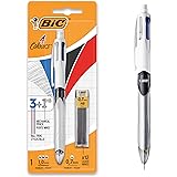 BIC 4 Colours Pen and Pencil Combo, 3 Ballpoint Pens Medium 1.0mm Blue, Black, Red, 1 Mechanical Pencil, 12 Leads Medium 0.7m