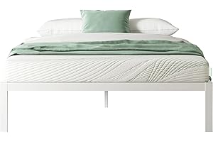 Novilla 30.5 cm Metal Small Double Bed Frame, 4FT Platform Bed Frame, Noise-cancelling Design, Engineered Wood Slat Support, Solid Support Leg, Easy Assembly, Underbed Storage Space, 120x190 cm, White