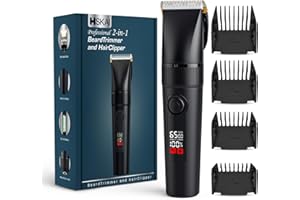 HSKAI 2-in-1 Beard Trimmer and Hair Clipper for Men,Detachable Ceramic-Titanium Blade Shaver with 9 Length Settings and Non-Slip Matte Grip