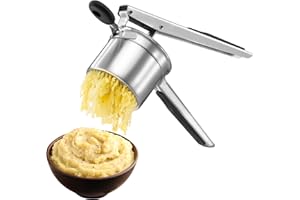VonShef Kartoffelstampfer – Lebensmittelechte Edelstahl Kartoffelpresse mit Silikongriff – Spülmaschinengeeignete Obst- und Gemüsepresse, Robuste Lebensmittelpresse für Kartoffelbrei