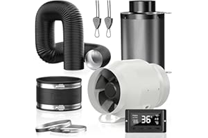 Hon&Guan HI-PE 100mm Lüftungsset 360m³/h Energieeinsparung EC Motor Rohrventilator mit Intelligente Kontroller, Aktivkohlenfilter Abluftchlauch Gummimuffe Belüftungssystem für Growzelt