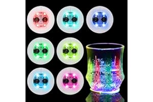 GAESHOW 12 Pieces Dessous de Verre Lumineux, Dessous de Verre LED, 7 Couleurs Autocollants LED, sous-Verres LED pour Boissons pour Bars, Fêtes et KTV (5 cm)