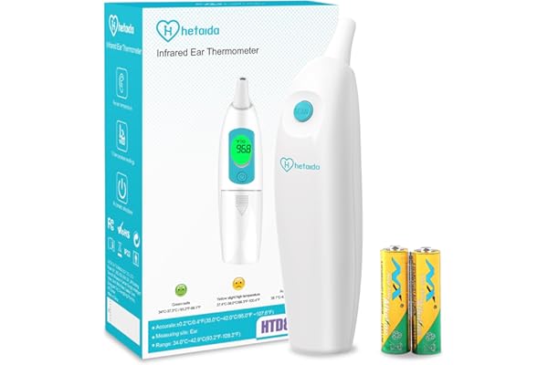 Thermometre auriculaire, Thermomètre auriculaire bebe, Thermometre médical pour bébé et adulte, Termometre infrarouge avec enregistrement de la température