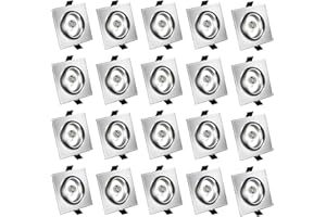YIAHIN 20x Modern GU10 Downlights for Ceiling, Square Brushed Metal Frame for Recessed Ceiling Lights, Tilt Swivel Spotlight - External Dimensions: 90mm, Cut-Out Hole Size:68-80 mm