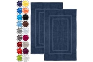 NatureMark Alfombrillas de baño en Paquete de 2 Unidades, 100% algodón, 50 x 80 cm, Alfombrillas de Ducha en Paquete Doble, Color: Azul Marino