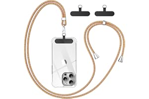 caslord Cordon Telephone Portable, avec 2 Patchs Noirs Durables, Lanière de Téléphone Portable 1,6m Adjustable, Collier Compatibles avec Tous Les Smartphones et Plupart des Coques - Arc-en-Ciel