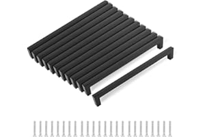 MIYUANGKJ Tiradores para muebles de color negro de 192 mm, 12 unidades de tiradores negros para muebles de cocina, pomos para puertas negras con 24 tornillos de 25 mm para muebles de cocina, armarios