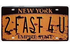Eureya - Plaque d'immatriculation de voiture - Décoration murale vintage pour maison, café, bar, pub, restaurant, exposition - 15,2 x 30,5 cm, Métal, New York 2 Fast 4 U, 6"x12"