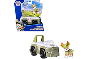 PAW PATROL - Tracker-Figur mit Dschungel-Fahrzeug, stabiles Basis-Fahrzeug (2025), authentisches Spielzeug zur Serie für Kinder ab 3 Jahren