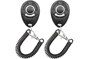 RUSEPIN anme 2 Pezzi Training Clicker, Clicker Professionale, clicker Professionale per Cani, con Cinturino da Polso, per Addestramento Animali Domestici, per Cani, Gatti, Uccelli, Cavalli (Nero)